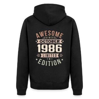 Légende Depuis Octobre 1986 Anniversaire Octobre 1986 - Veste à capuche bio Premium Unisexe - noir - Dos - Nico (187cm)