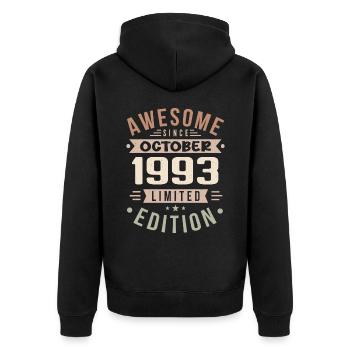 Légende Depuis Octobre 1993 Anniversaire Octobre 1993 - Veste à capuche bio Premium Unisexe - noir - Dos - Nico (187cm)