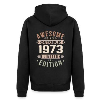 Legend Since October 1973 Birthday October 1973 - Unisex Premium Organic Zip Hoodie - black - Back - Nico (187cm)