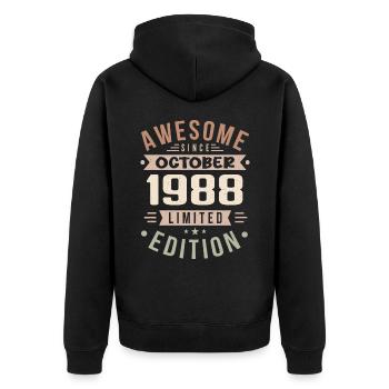 Legend Since October 1988 Birthday October 1988 - Unisex Premium Organic Zip Hoodie - black - Back - Nico (187cm)
