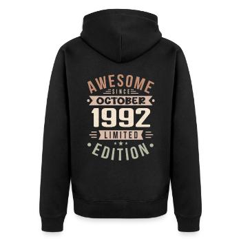 Legend Since October 1992 Birthday October 1992 - Unisex Premium Organic Zip Hoodie - black - Back - Nico (187cm)