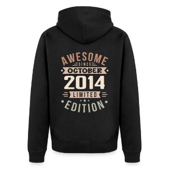 Légende depuis Octobre 2014 Anniversaire Octobre 2014 - Veste à capuche bio Premium Unisexe - noir - Dos - Nico (187cm)