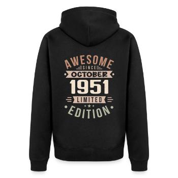 Légende Depuis Octobre 1951 Anniversaire Octobre 1951 - Veste à capuche bio Premium Unisexe - noir - Dos - Nico (187cm)