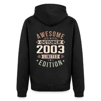 Légende depuis Octobre 2003 Anniversaire Octobre 2003 - Veste à capuche bio Premium Unisexe - noir - Dos - Nico (187cm)