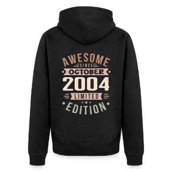 Legend since October 2004 Birthday October 2004 - Unisex Premium Organic Zip Hoodie - black - Back - Nico (187cm)