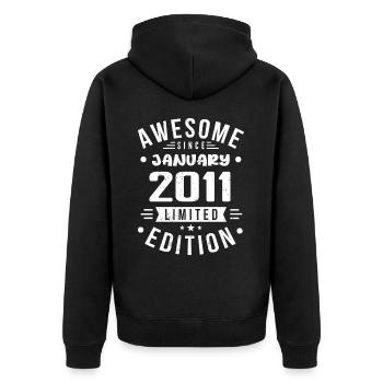 January 2011 - Birthday January 2011 I January 2011 - Unisex Premium Organic Zip Hoodie - black - Back - Nico (187cm)