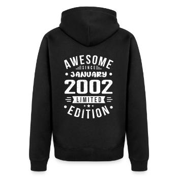 Janvier 2002 - Anniversaire Janvier 2002 I Janvier 2002 - Veste à capuche bio Premium Unisexe - noir - Dos - Nico (187cm)