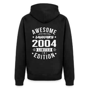 January 2004 - Birthday January 2004 I January 2004 - Unisex Premium Organic Zip Hoodie - black - Back - Nico (187cm)