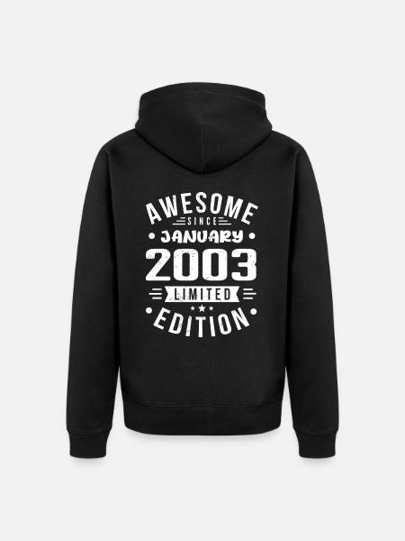 January 2003 - Birthday January 2003 I January 2003 - Unisex Premium Organic Zip Hoodie - black