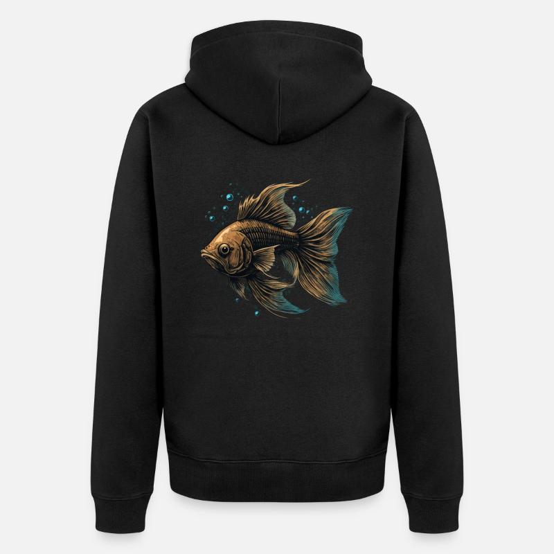 Poisson brun - Veste à capuche bio Premium Unisexe - noir