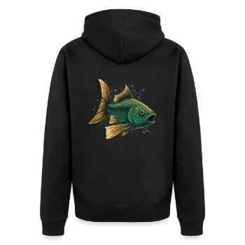 Fische mit offenem Maul - Unisex Premium Bio Zip Hoodie - Schwarz - Hinten - Nico (187cm)