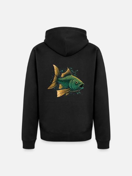 Fish with open Mouth - Unisex Premium Organic Zip Hoodie - black
