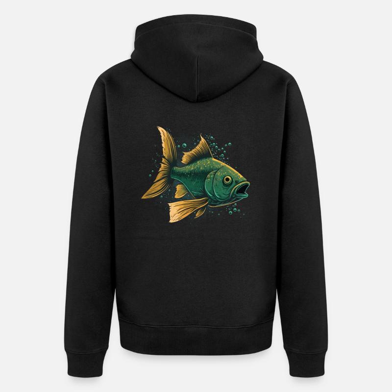 Poisson à bouche ouverte - Veste à capuche bio Premium Unisexe - noir