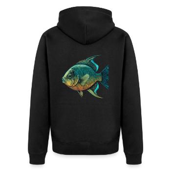 Der Fisch - Unisex Premium Bio Zip Hoodie - Schwarz - Hinten - Nico (187cm)