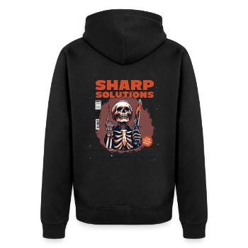 Skelett mit Dolch - Unisex Premium Bio Zip Hoodie - Schwarz - Hinten - Nico (187cm)