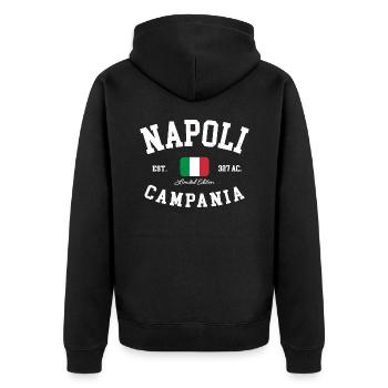 Napoli Campania Italia Flagge Italien Neapel - Unisex Premium Bio Zip Hoodie - Schwarz - Hinten - Nico (187cm)