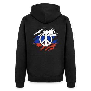 Russland Solidarität - Unisex Premium Bio Zip Hoodie - Schwarz - Hinten - Nico (187cm)