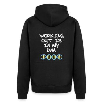 Faire de l’exercice est dans ma citation de fitness ADN - Veste à capuche bio Premium Unisexe - noir - Dos - Nico (187cm)