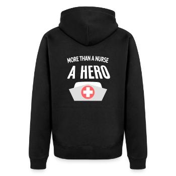 Plus qu’une infirmière, un héros : citation infirmière - Veste à capuche bio Premium Unisexe - noir - Dos - Nico (187cm)
