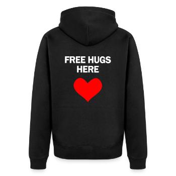 Câlins gratuits ici, répandez l’amour ! - Veste à capuche bio Premium Unisexe - noir - Dos - Nico (187cm)