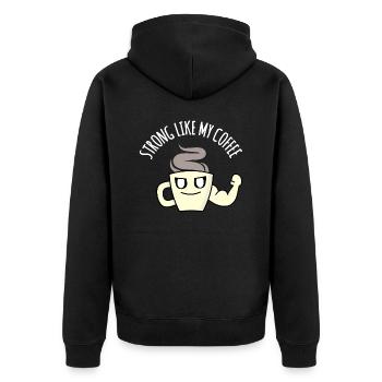 Fort comme mon café : Drôle de jeu de mots sur le café, humour - Veste à capuche bio Premium Unisexe - noir - Dos - Nico (187cm)