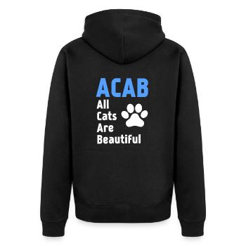 ACAB : Alle Katzen sind schön - Unisex Premium Bio Zip Hoodie - Schwarz - Hinten - Nico (187cm)