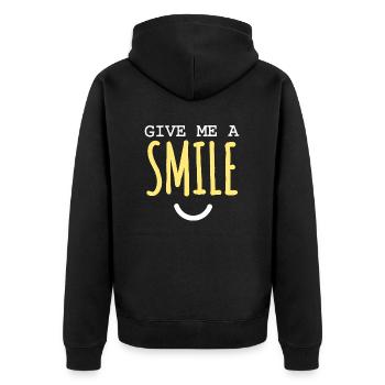 Donnez-moi un sourire : Citation sur le bonheur - Veste à capuche bio Premium Unisexe - noir - Dos - Nico (187cm)