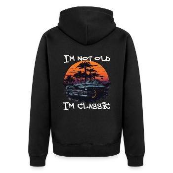 I ́m Not Old I ́m Classic - Unisex Premium Organic Zip Hoodie - black - Back - Nico (187cm)