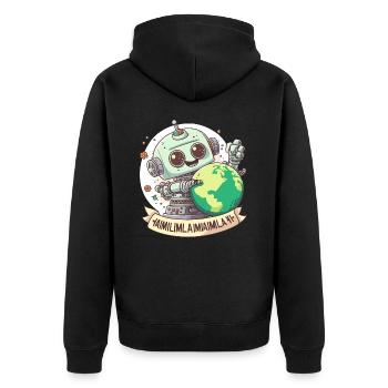Die Zukunft der Intelligenz - Unisex Premium Bio Zip Hoodie - Schwarz - Hinten - Nico (187cm)