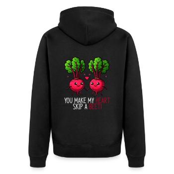 Du lässt mein Herz höher schlagen Rote Beete - Unisex Premium Bio Zip Hoodie - Schwarz - Hinten - Nico (187cm)