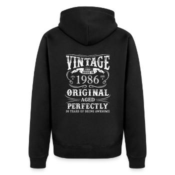 Vintage Fabriqué en 1986 38 ans d’être génial - Veste à capuche bio Premium Unisexe - noir - Dos - Nico (187cm)