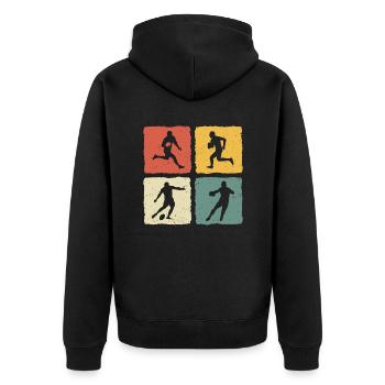 Retro Rugby T-Shirt - Unisex Premium Organic Zip Hoodie - black - Back - Nico (187cm)