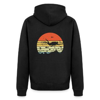 Scuba Diver T-Shirt Tauchen - Unisex Premium Bio Zip Hoodie - Schwarz - Hinten - Nico (187cm)