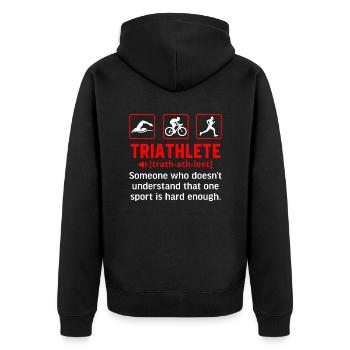 Triathlete definition - Unisex Premium Organic Zip Hoodie - black - Back - Nico (187cm)