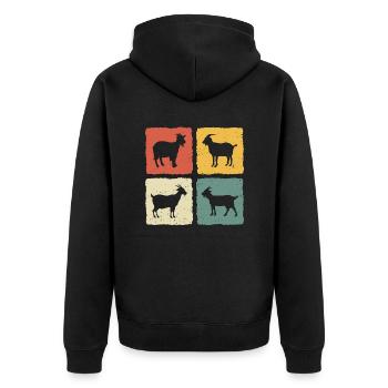 Goats retro t-shirt Goat - Unisex Premium Organic Zip Hoodie - black - Back - Nico (187cm)
