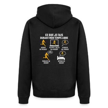 mon temps libre jouer au rugby - Veste à capuche bio Premium Unisexe - noir - Dos - Nico (187cm)