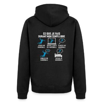 jouer au handball t-shirt cadeau handballeur - Veste à capuche bio Premium Unisexe - noir - Dos - Nico (187cm)