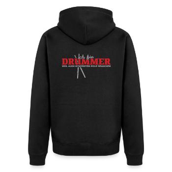Drummer - Unisex Premium Bio Zip Hoodie - Schwarz - Hinten - Nico (187cm)