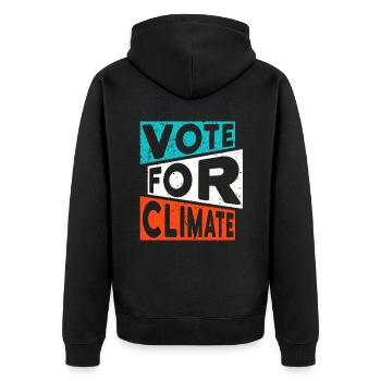 Slogan sur le changement climatique : VOTEZ POUR LE CLIMAT - Veste à capuche bio Premium Unisexe - noir - Dos - Nico (187cm)