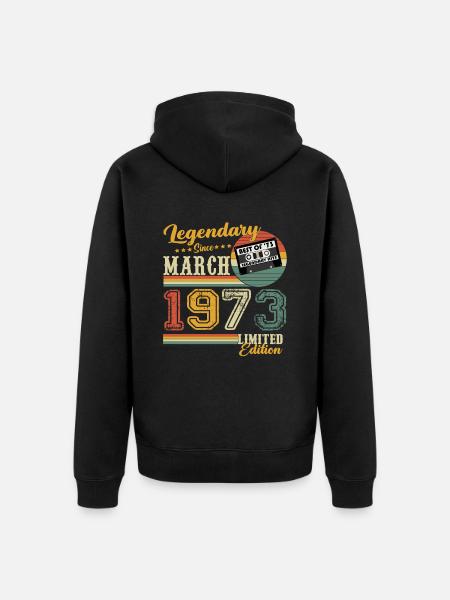 März 1973 Jahrgang Vintage Retro Geburtstag - Unisex Premium Bio Zip Hoodie - Schwarz