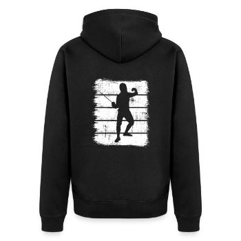 Fechter - Unisex Premium Bio Zip Hoodie - Schwarz - Hinten - Nico (187cm)