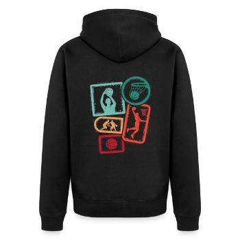 Basketballer Basketballspieler Herren Basketball - Unisex Premium Bio Zip Hoodie - Schwarz - Hinten - Nico (187cm)