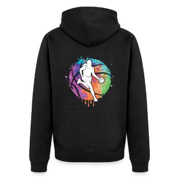 Basketball Frauen Basketballerin Mädchen - Unisex Premium Bio Zip Hoodie - Schwarz - Hinten - Nico (187cm)