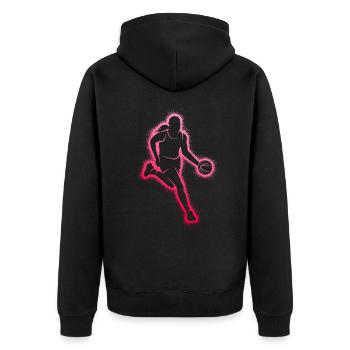 Basketball Spielerin Frauen Mädchen Basketballerin - Unisex Premium Bio Zip Hoodie - Schwarz - Hinten - Nico (187cm)