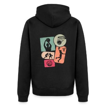 Basketballer Kinder Basketball Basketballspieler - Unisex Premium Bio Zip Hoodie - Schwarz - Hinten - Nico (187cm)