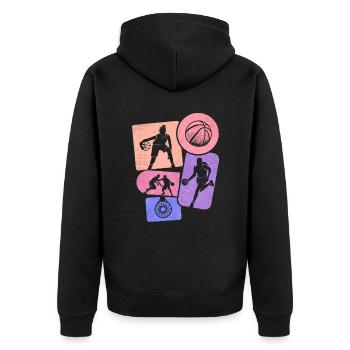 Basketballerin Kinder Damen Basketball Mädchen - Unisex Premium Bio Zip Hoodie - Schwarz - Hinten - Nico (187cm)