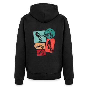 BMX Rider Tricks Bike Kids Boys Bicycle BMX - Unisex Premium Organic Zip Hoodie - black - Back - Nico (187cm)