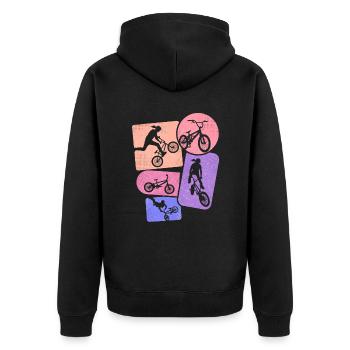 BMX Rider Tricks Bike Kids Girls Bicycle BMX - Unisex Premium Organic Zip Hoodie - black - Back - Nico (187cm)