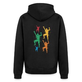 Bouldering, Free Climbing, Mountains, Children's Climbing - Unisex Premium Organic Zip Hoodie - black - Back - Nico (187cm)