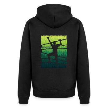 Klettern Freiklettern Jungen Berge Bouldern - Unisex Premium Bio Zip Hoodie - Schwarz - Hinten - Nico (187cm)